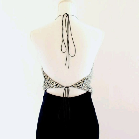 NAEEM KHAN Beaded Halter Long Gown Dress 4 Silk - Picture 5 of 8